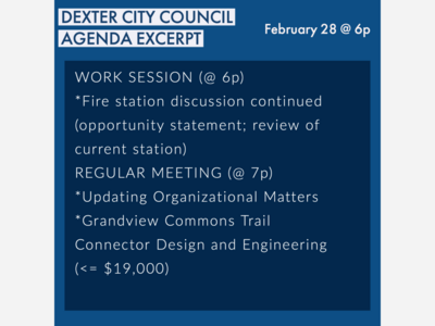 City of Dexter City Council Work Session and Meeting