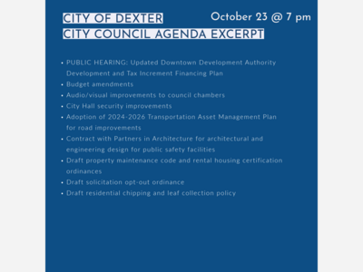 City of Dexter City Council Public Hearing and Meeting